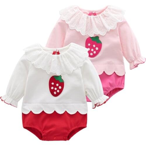 Newborn Baby Girls Bodysuit Summer Infant Clothing Long Sleeve Cotton Baby Cute Outing Clothing Twins Baby Clothes Baby Jumpsuit