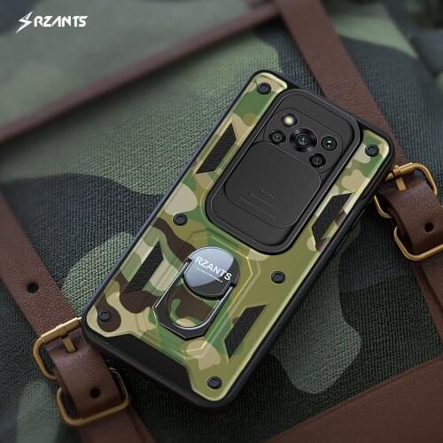 Rzants For Xiaomi POCO X3 NFC POCO X3 PRO Case [Jungle tank] Camera Protection Rotation Ring Stand Holder Camouflage Cover