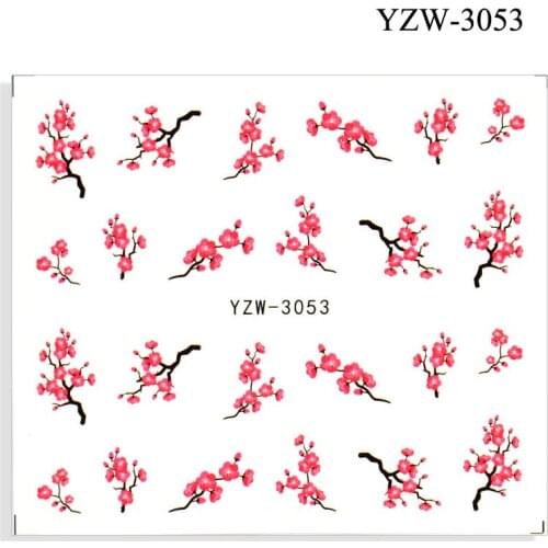 FWC Flower Slider Nail Sticker Water Transfer Pink Plum Insect Decals Nail Art Tattoo Manicure