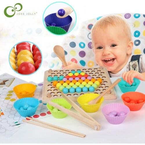 Children Wooden Rainbow Clip Beads Game Baby Desktop Grasping Training Parent-child Puzzle Early Education Teaching Toys DDJ