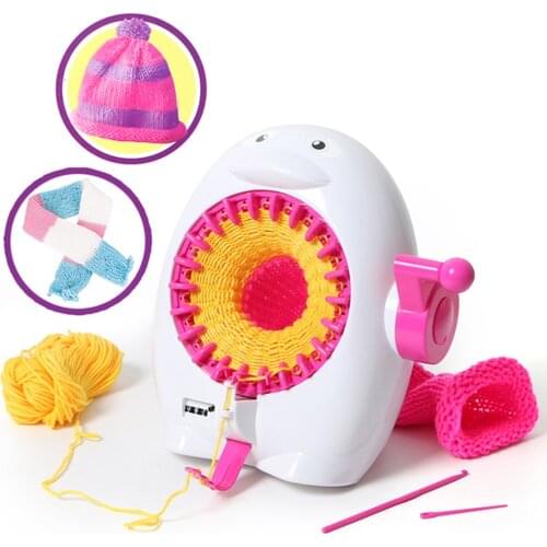 DIY Hand Knitting Machine Penguin Weaving Loom knit for Scarf Children Learning Toy Knitting Tools Threader Sewing Tool