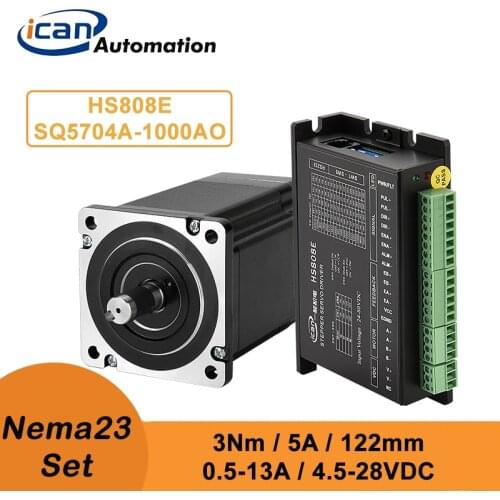 ICAN Nema 23 Motor With Encoder 3Nm 5A 121mm HS808E 20-80VDC Stepper Close loop Control Kit