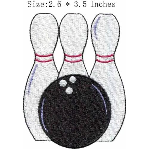 Playing bowling 2.6"wide embroidery patch for alaska/albania/alemania