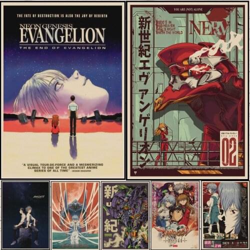 Classic Anime Vintage Posters Animated Character Evangelion Kraft Paper Sticker DIY Room Bar Cafe Decor Gift Art Wall Painting