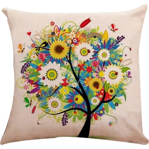 Square Decorative Pillow Case Hand-Painted Flowers Waterproof Cushion Cover Bedroom Waist Pillow Case Decorative