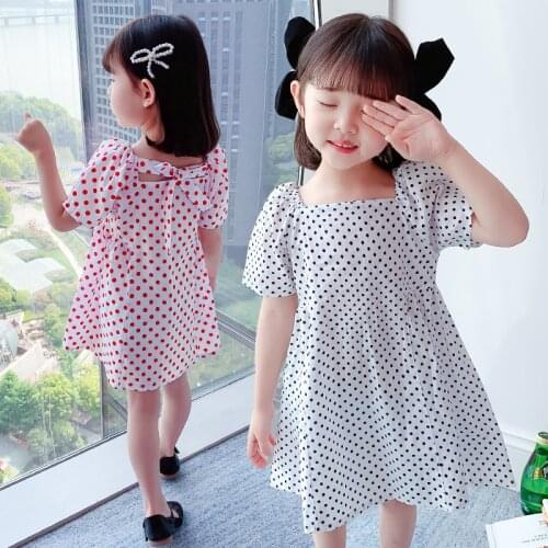 Summer Baby Girls Off Shoulder Dress Kids 95% Cotton Streetwear Dot Dresses Children Vestidos Princess Evening Party Clothing