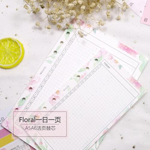Yiwi Cute Creative Today One Day One Paper 6 Rings Refillable Notebooks Inner Paper Sheets Stationery Supplies A5A6 40 sheets