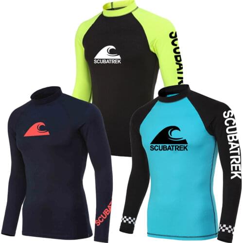 Men Swimsuit Swimming T-shirt Beach UV Protection Rash Guard Swimwear Long Sleeves Diving Surf T-shirt Surfing Diving Rashguard