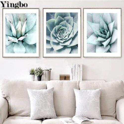 3pcs Succulent plant cactus aloe diy 5D Diamond Painting kits Full Square round drill diamond Mosaic Diamond Embroidery decor