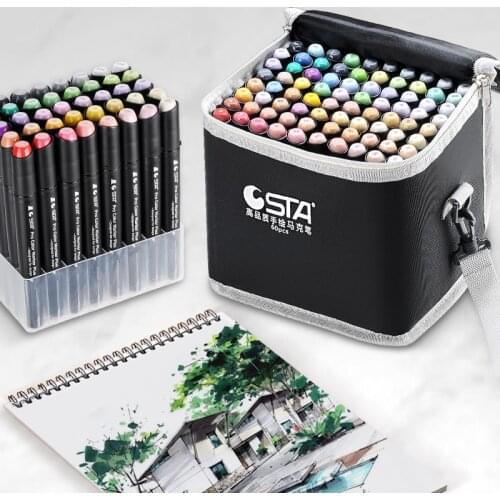 200 Colors Dual Tip Art Markers Set Manga Drawing Oily Marker Pens for Animation/Clothing/Product/Landscape Design Art Supplies