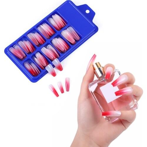50pcs/Box Professional Fake Nails Long Ballerina gradients bright oil phototherapy craft a rainbow Manicure False Nails Set
