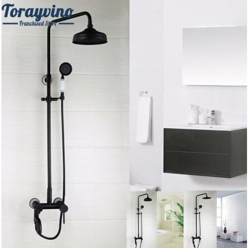 Bathroom Wall Mount Shower set Faucets chuveiro ORB Mixer Tap With retro wall phone Hand Shower rainfall Head Shower Faucet Set