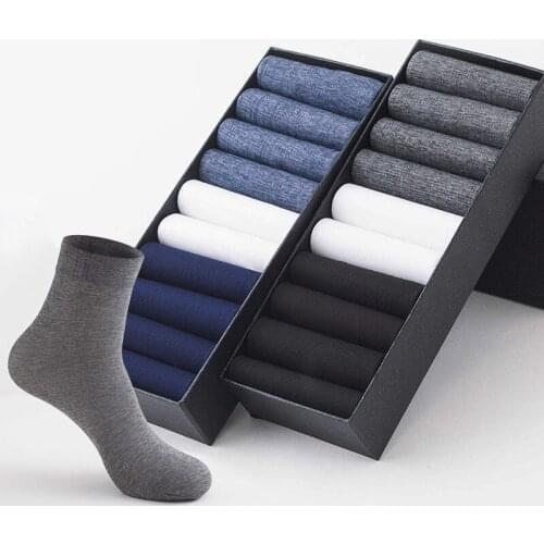 5Pairs/Lot Business Men Socks Black White Spring Summer Silk Socks Bamboo Fiber Breathable Sock Male Casual Invisible Slippers