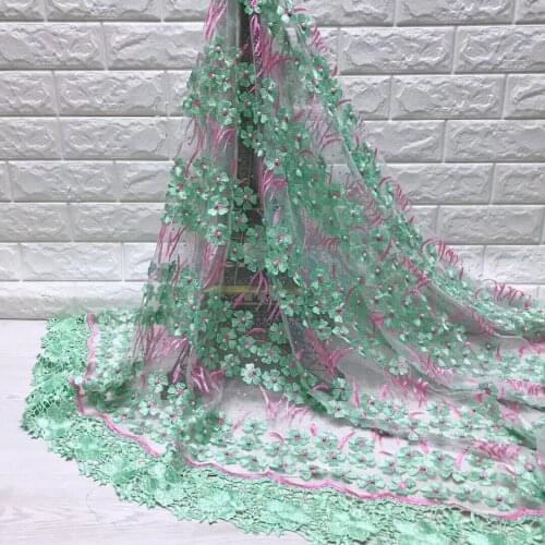 Latest Nigeria 3D Lace Fabric 2021 High Quality Tulle African Lace Fabric Wedding Dress French Lace Fabric J3515