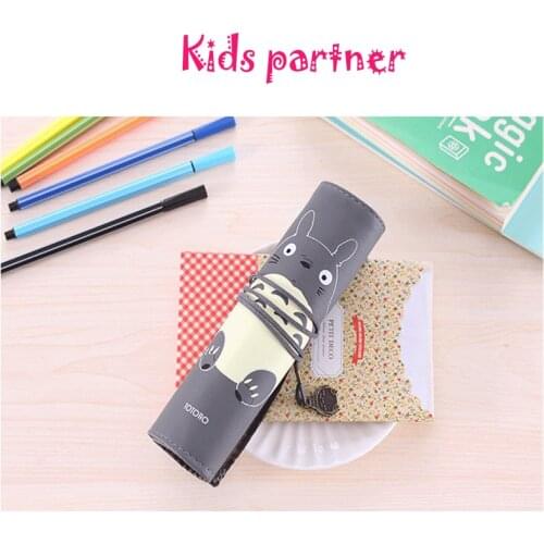 New style best Korean Totoro Stationery School Pencil Bags String Rolling Up Ball Pen Bags Office Bag Case