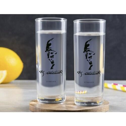 Personalized Colorful Printed Ataturk Themed Dual Vodka Bardağı-22
