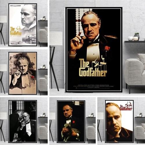 Hot The Godfather Classic Movie Gangster Actor Canvas Painting Posters and Prints Wall Art Pictures for Living Room Home Decor