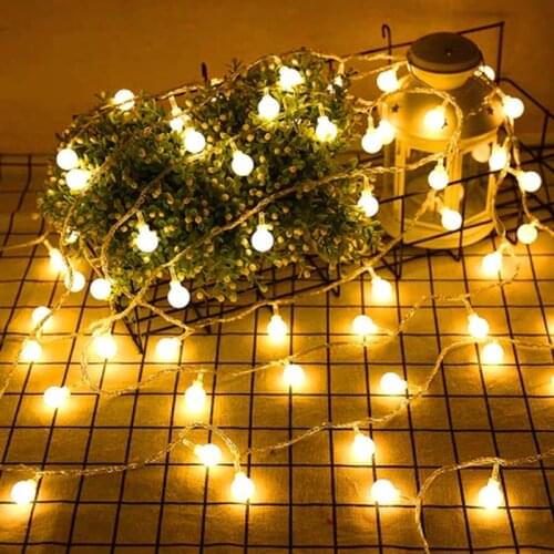 Holiday String Lights Led Festoon Round Ball Garland Christmas Lights Indoor Lighting for Home Wedding Party Ramadan Decoration