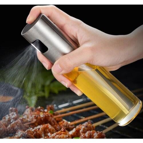 BBQ Cook Oil Spray Empty Bottle Stainless Steel Vinegar Bottle Oil Dispenser Cooking Tool Salad BBQ Cooking Glass Oil Sprayer