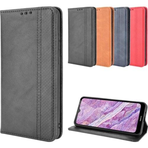 Luxury Retro Slim Leather Flip Cover For Nokia C10 Case 6.52" Wallet Card Stand Magnetic Book Cover For Nokia C20 Cases