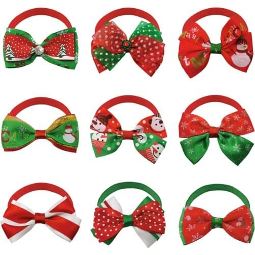 Christmas Pet Dog Grooming Accessories Santa Puppy Dog Cat Bow Tie Adjustable Bows For Dogs Pet Products Mix Colors Wholesale