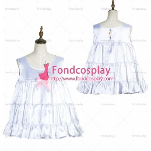 Sissy maid satin dress lockable Uniform cosplay costume Tailor-made[G3772]