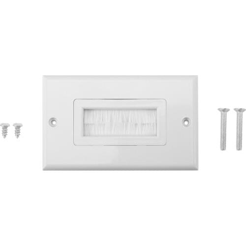 Brush Wall Plate Anti-dust Wall Mount Panel Cable Pass Through Insert for Wires Single Gang Cable Access Strap Wall Socket Plug
