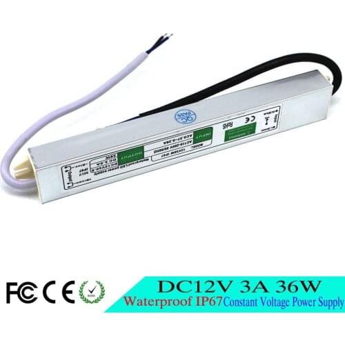 LED power supply 12V 36W 3A Waterproof IP67 Lighting Transformer AC DC12V SMPS for 5050 3528 strip lights