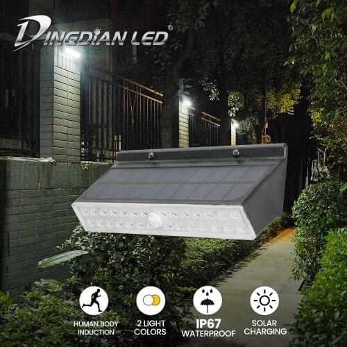 Solar LED Wall Lamp Outdoor Garden Lantern Xtra Brightness Corridor Lights Human Body Induction Waterproof Porch Light 28W+16W