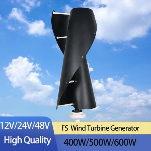 600W 12V 24V Wind Helix Spiral Turbine Generator VAWT Vertical Axis Residential Use with PWM/MPPT Charger Controller