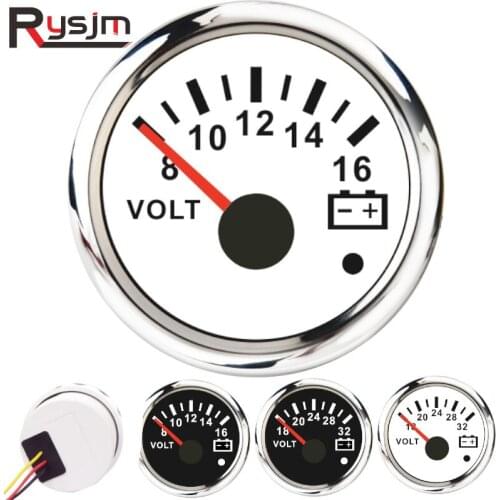 52 mm 2'' Boat Voltmeter Volt Meter Gauge Digital Car Voltage Gauges 8~16 Volts /18~32 Volts for marine yacht with Red Backlight