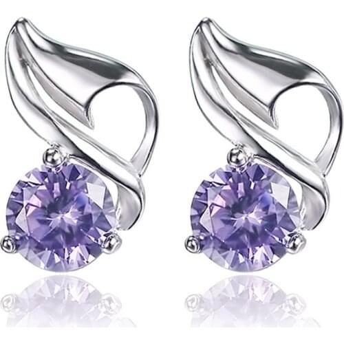 100% 925 Sterling Silver Shiny Crystal Stud Earrings for Women Jewelry Birthday Gift Wholesale Drop Shipping Anti allergy