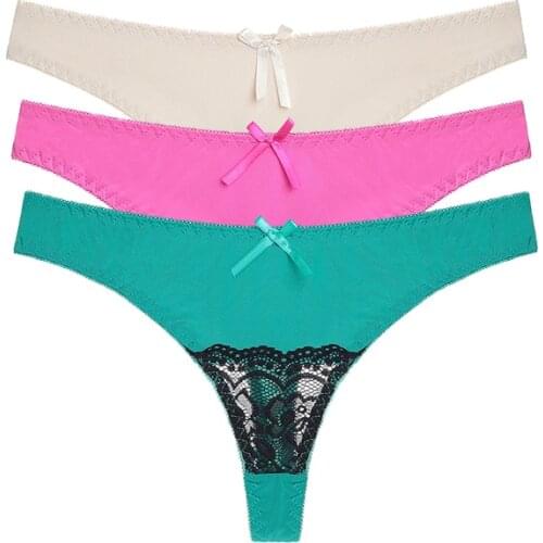 DKERT Women 3pcs Thong Panties Sexy Briefs Women Underwear Panties for Girls Ladies Panty G String Tangas