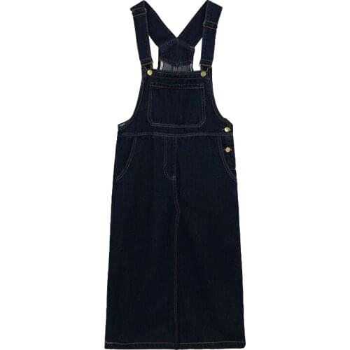 Oversize 5XL Retro Denim strap dress Women 2021 Spring Denim strap Dress Korean Students Mid-Length Over-The-Knee Jeans Dresses