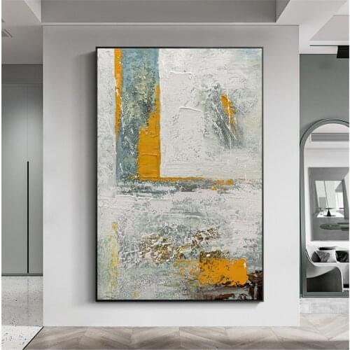100% Handmade Oil Painting Canvas Abstract Oil Painting White Yellow Green Modern Canvas Wall Art Living Room Decorative Picture
