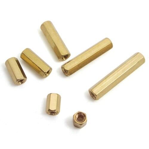 20pcs M2.5 Double pass brass column Flat copper columns Hollow coppers post Hexagonal stud Isolation posts 3mm-18mm Length