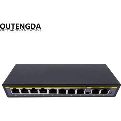 8+2 Ports PoE Switch 10/100Mbps Power over Ethernet Injector Switch with External Power Supply Adapter for Camera AP VoIP