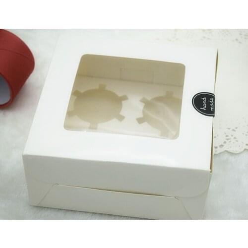 Free Shipping 30PCS/LOT Four Cup Cake Box White Color No Printing Cupcake Accessary Package