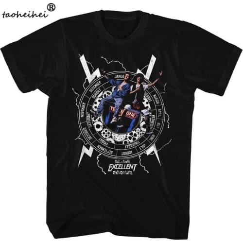 Bill and Teds Excellent Adventure Gears and Time Dial Black Shirts