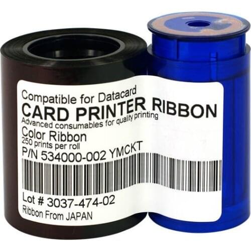 Datacard 534000-002 YMCKT Color Compatible Ribbon 250 prints/roll for SP25 SP25Plus SP35 SP35Plus SP55 SP55Plus SP75 SP75Plus