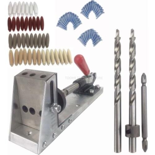 Woodworking Pocket Hole Jig System Guide Inclined Hole Drill Tools Camp Base Drill Bit Kit Inclined hole Punch locator tool DIY