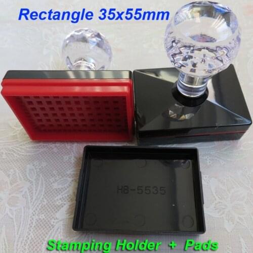 10Pcs Rectangle 35x55mm Holder+Rubber Pad for Photosensitive Portrait Flash Stamp Machine Selfinking Stamping Making Seal