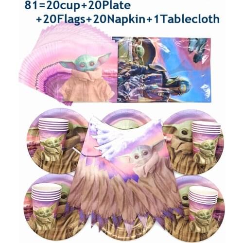 Disney High Quality Mandalorian Yoda Baby birthday Party Disposable Plates Cup Napkin Tableware Party Shower Supplies Decoration