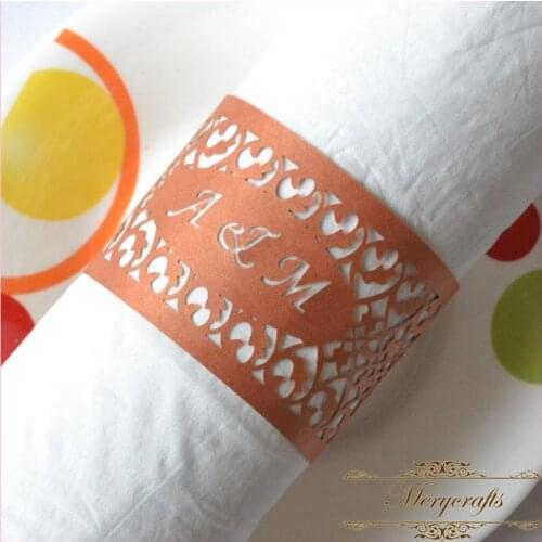 Eco friendly design wedding party decoration pearl paper laser cut paper wedding napkin rings