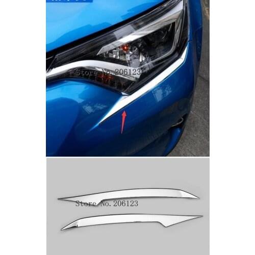 Chrome Front Headlight Head Lights Lamp Eyelid Cover Trim 2 Pcs For Toyota RAV4 Rav 4 2016 2017 2018 Accessories