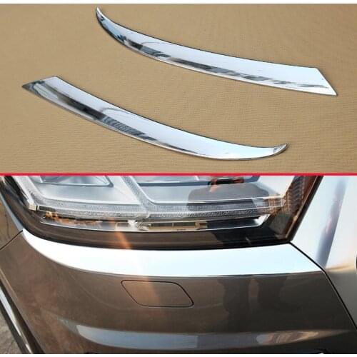 Chrome Head Light Eyebrow For Audi Q7 4M 2016 2017 2018 Front Lamp Headlight Strips Molding