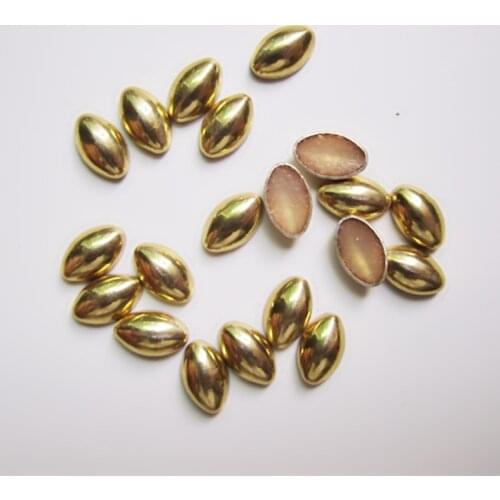 Oval Studs Hot-Fix Loose Rhinestones 5x8MM Iron-On Gold Metal Studs For Bags 144Pieces Crafts Accessories Diy Dress Decoration