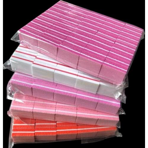 500 pcs random colour mini nail buffer block sponge block disposable nail file 100/180 mini nail buffer file nail sanding block