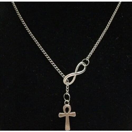 Fashion Vintage Glamor statement Necklace Women Lucky 8 Ankh Cross Charms Clavicle chain Necklace pendant Jewelry 4