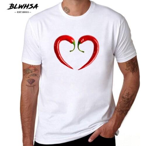 BLWHSA Szechuan Sauce Love/Hot Red Chili Design Printed Men T Shirt High Quality 100% Cotton Short Sleeve Fashion Summer T-Shirt
